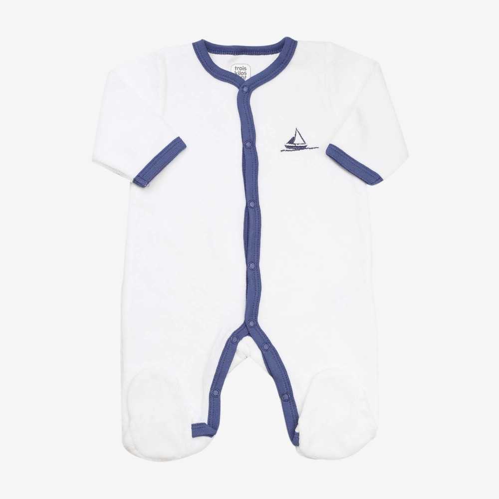 Dors bien blanc et bleu marine avec broderie