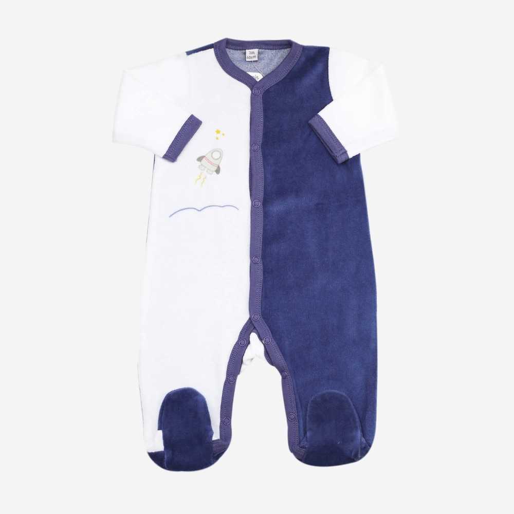 Pijama blanco y azul marino