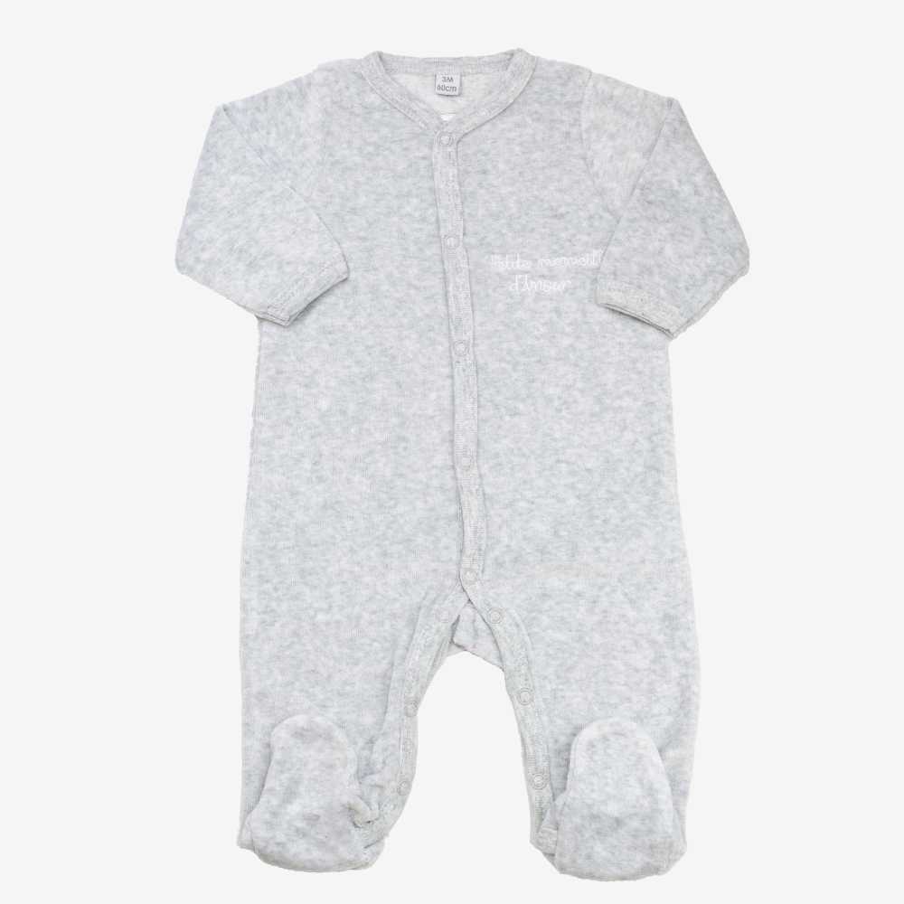 Pelele de bebé gris jaspeado