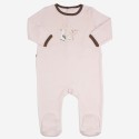 Rosa Baby-Pyjama verziert mit der Gänsefamilie