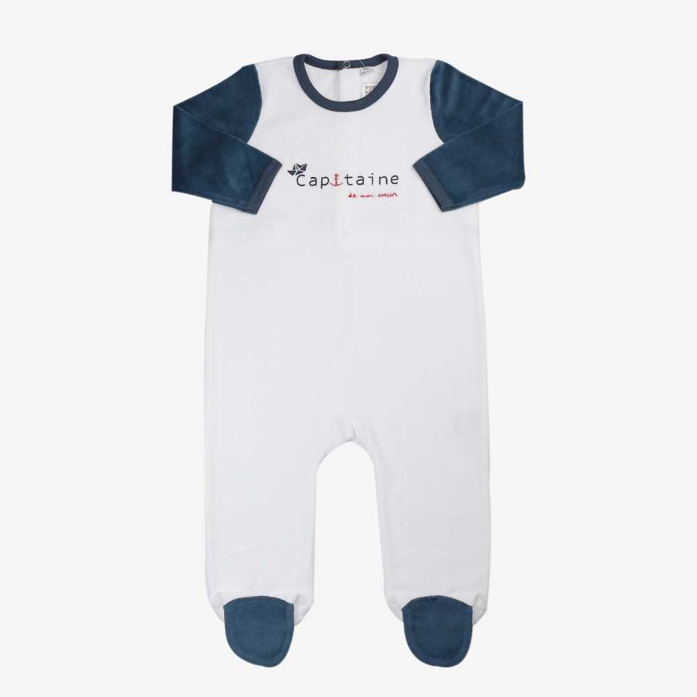 Baby-Pyjama Kapitän weiß und blau