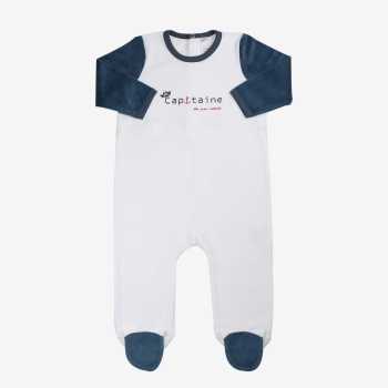 Witte en blauwe babypyjama kapitein