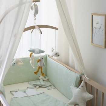 stella beige con set di biancheria da letto per bambini verde