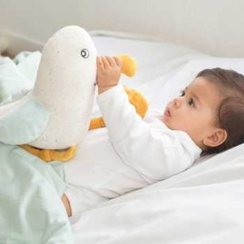 Bébé avec peluche musicale Au large de Nova