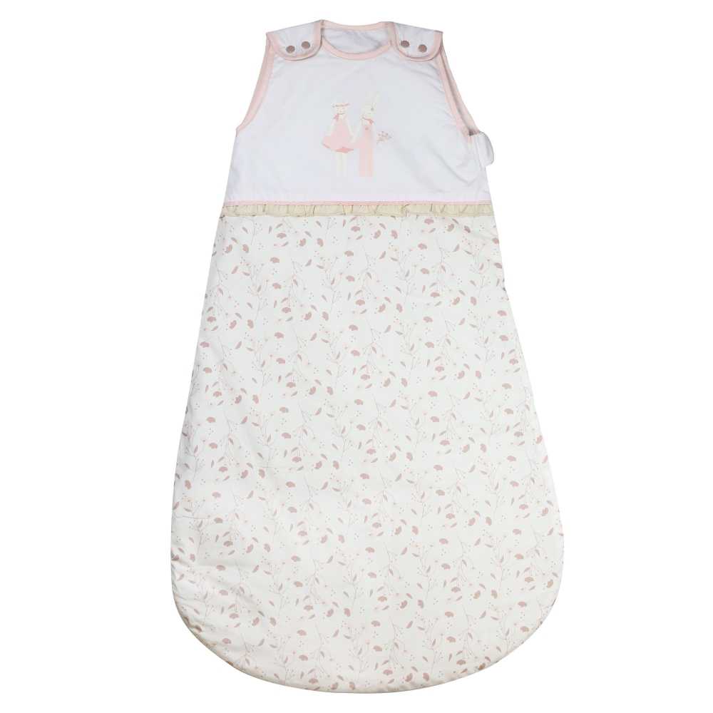90 cm Schlafsack auf weißem Hintergrund mit Blumendruck - Rose & Lili