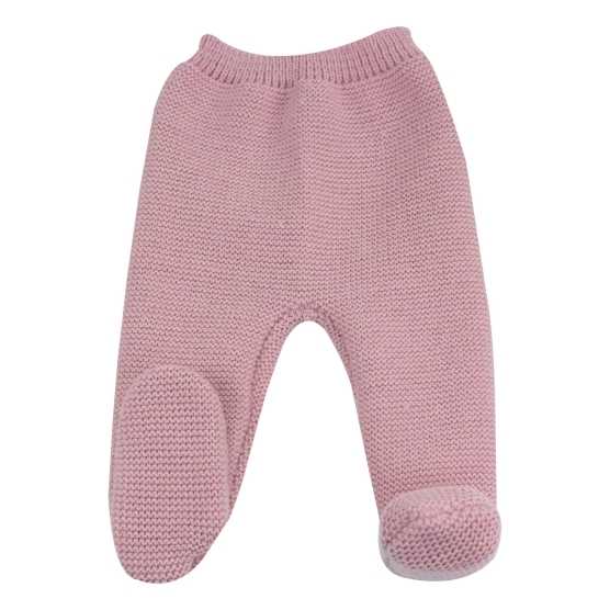 pantaloni neonato in maglia rosa antico foto prodotto frontale