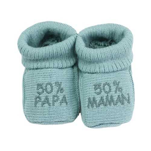 Patucos bebé verde salvia 50% papá 50% mamá