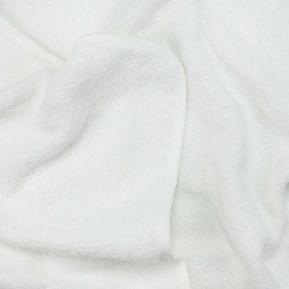 close-up of the 100% cotton terry fabric of the mini soft baby bath cape