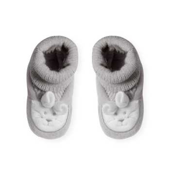 chaussons naissance petit lapin gris