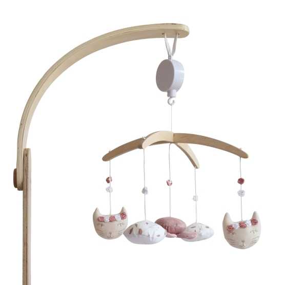 Muziekmobiel met kleine katjes en konijntjes uit de rose en Lili collectie