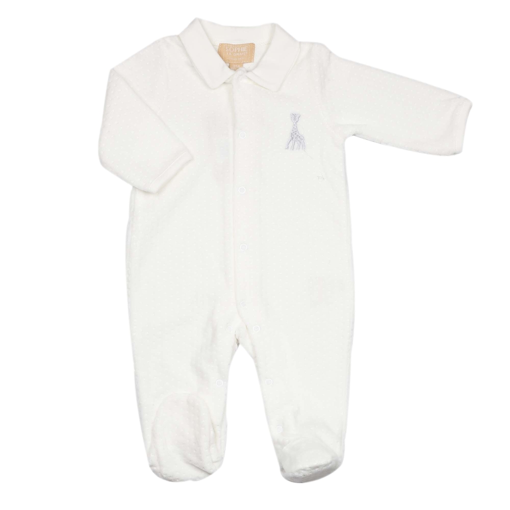 Schlafanzug Y Beige Polokragen - Samt Jacquard - ©Sophie die Giraffe