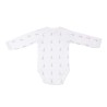 Sophie the Giraffe patterned wrap-around bodysuit, back view