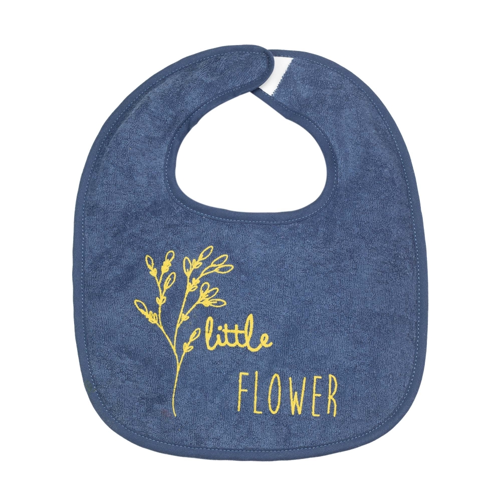 Bavoir 1er âge bleu marine fille little flower