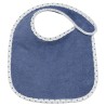 bavoir bébé bleu marine avec biais blanc et bleu