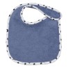 blue bib with white piping and blue stars