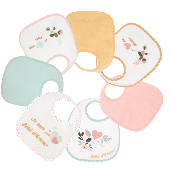 Set van 7 slabbetjes geboorte - Liefdesbaby