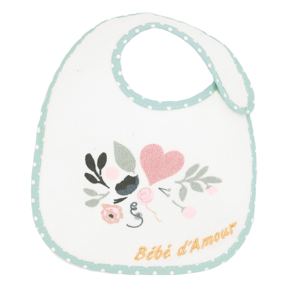 Baby slabbetje d'amour blauw met motieven