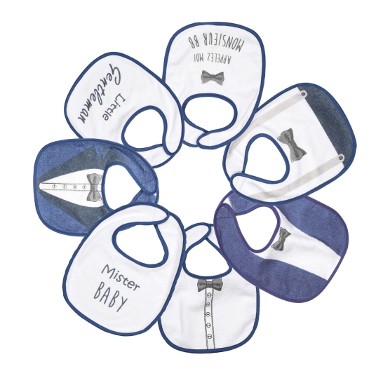 Set van 7 slabbetjes blauw gentleman