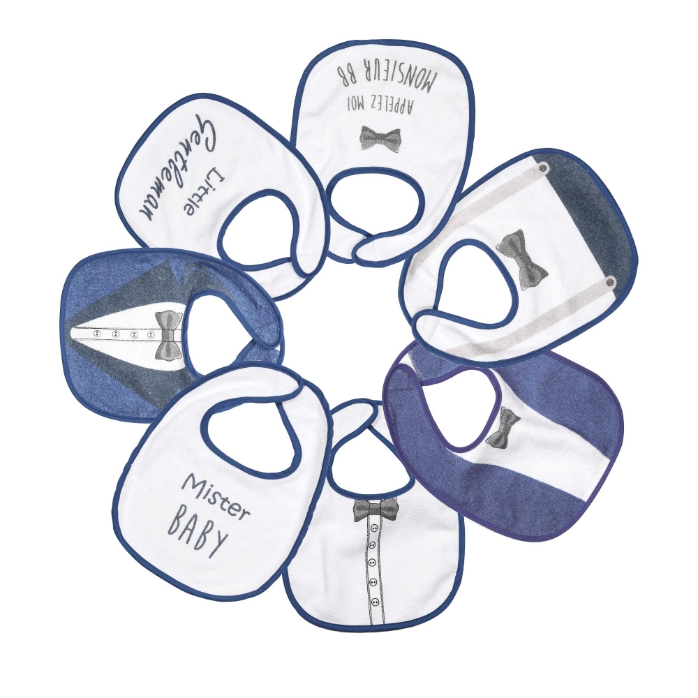 Set aus 7 Lätzchen blau Gentleman