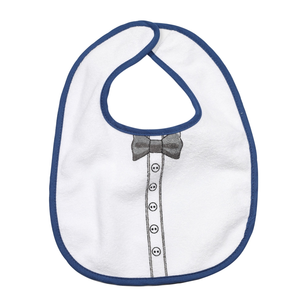 bavaglino con stampa papillon e bottone della camicia