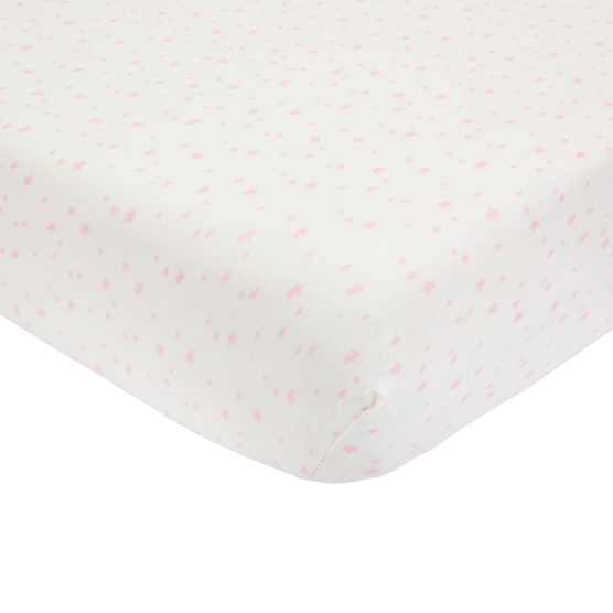 Lenzuolo con angoli in jersey - Stelle rosa