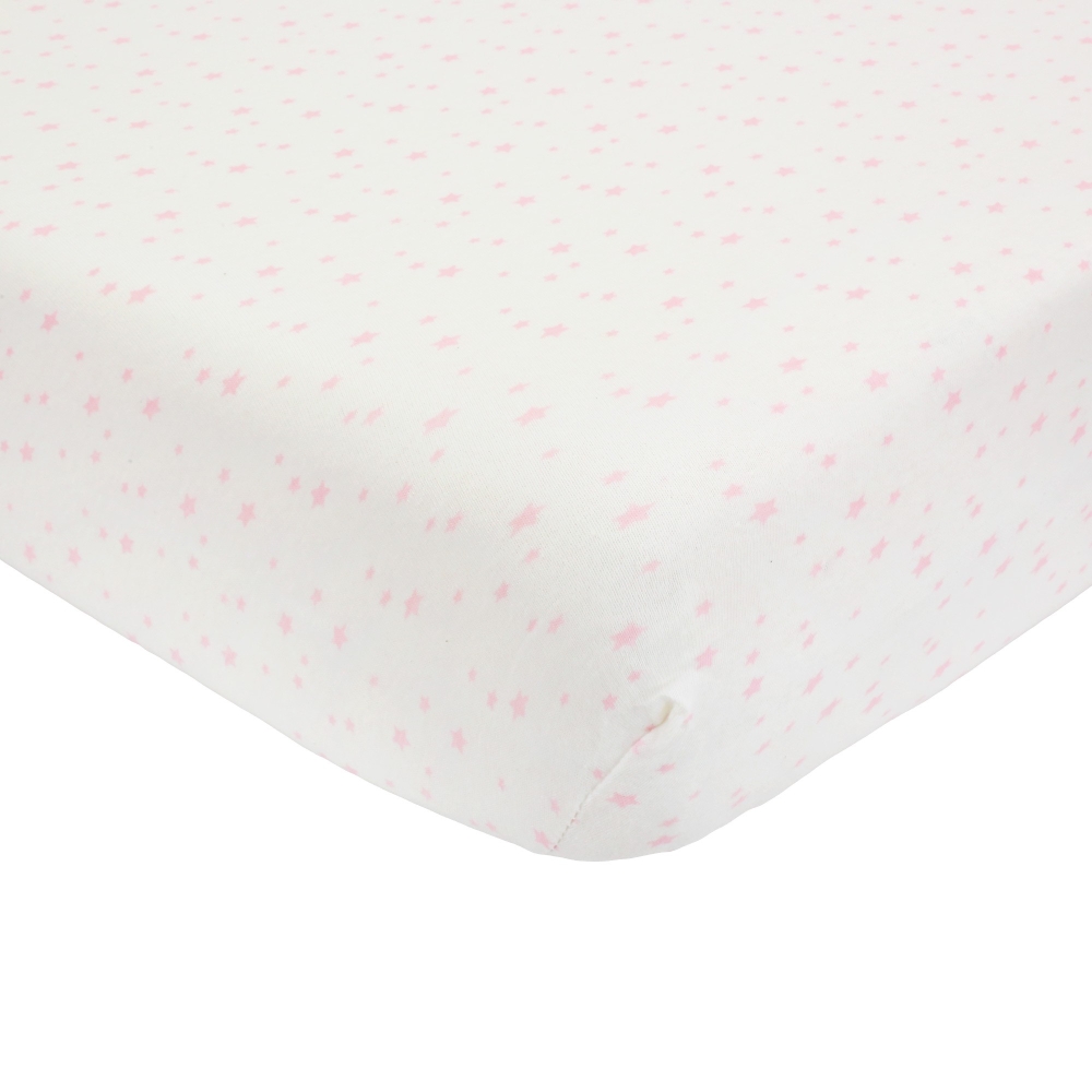 Jersey hoeslaken - Roze sterren