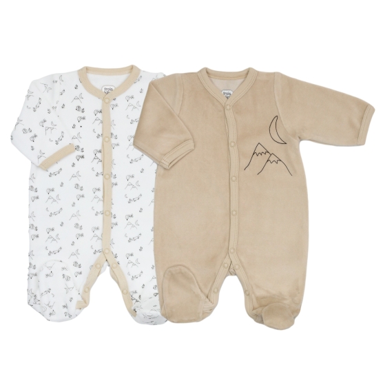 Set of two baby pajamas with mountain theme