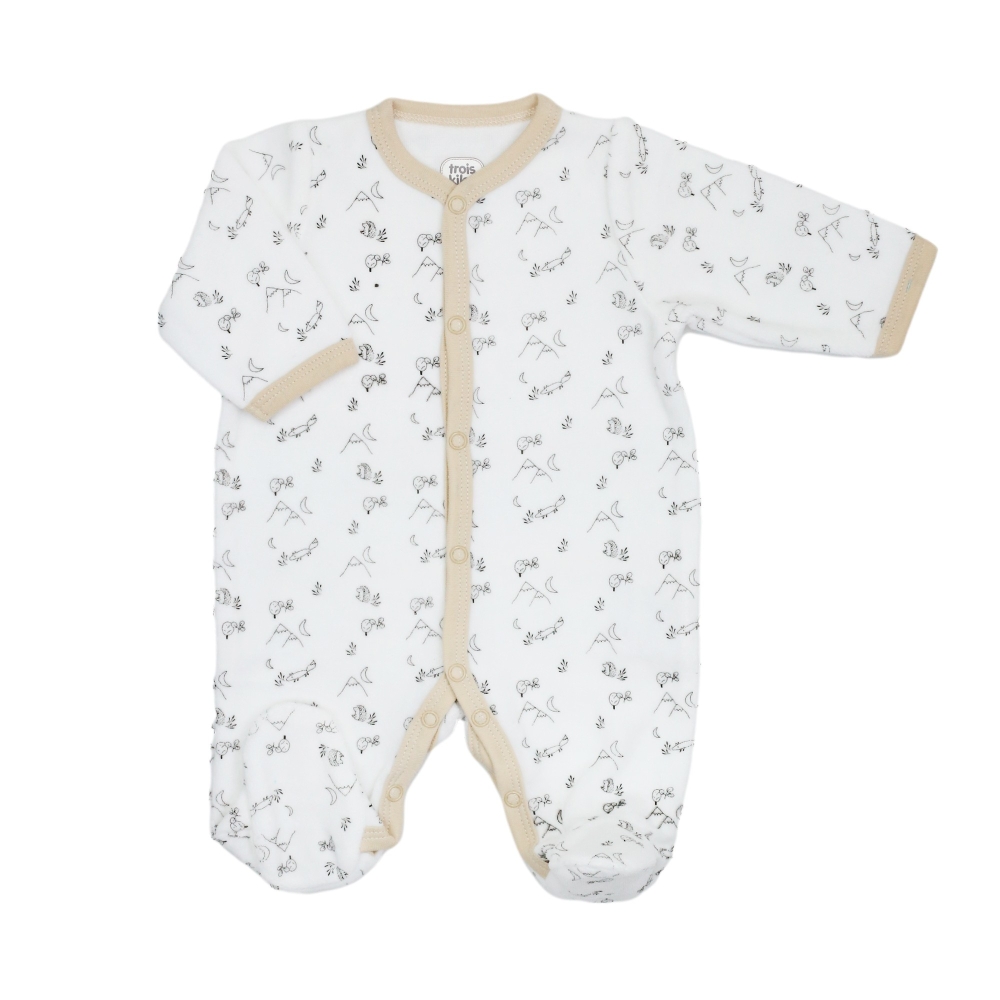 Pyjama all-over blanc et beige