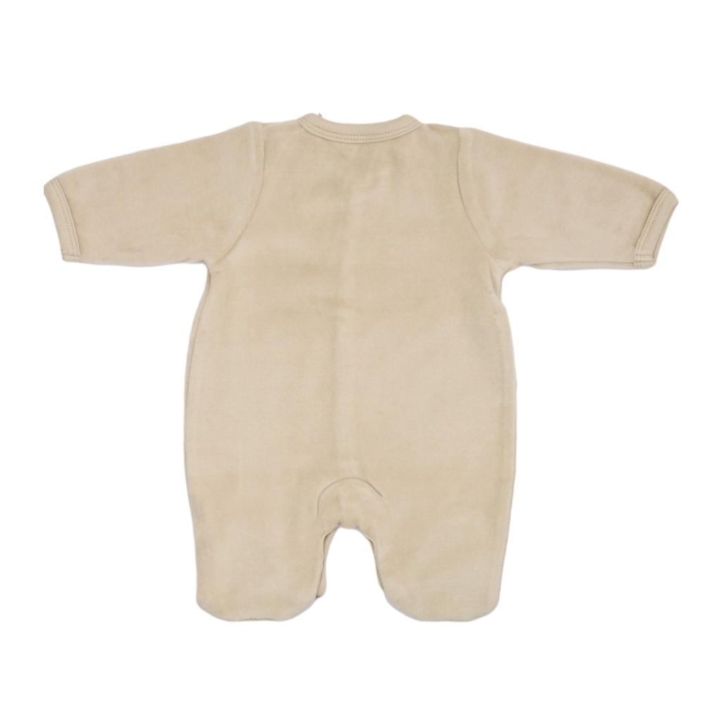 Zoom sur le dos du pyjama naissance uni camel