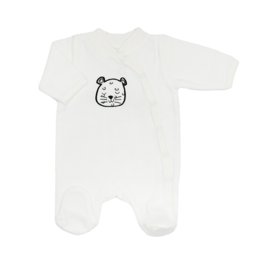 White velvet pajamas with baby Leopard print