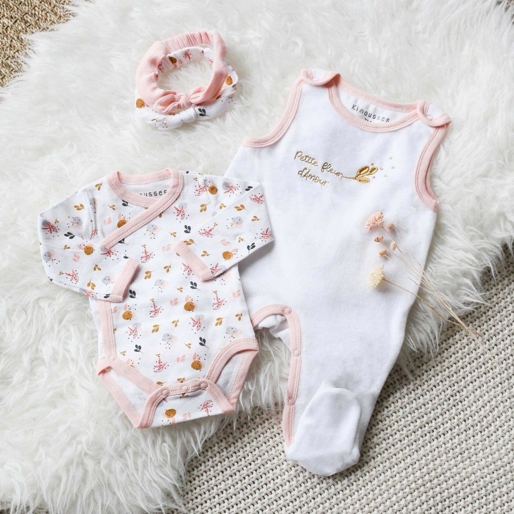 Baby girl birth set - Little flower - 4 pieces Trois Kilos Sept - 2