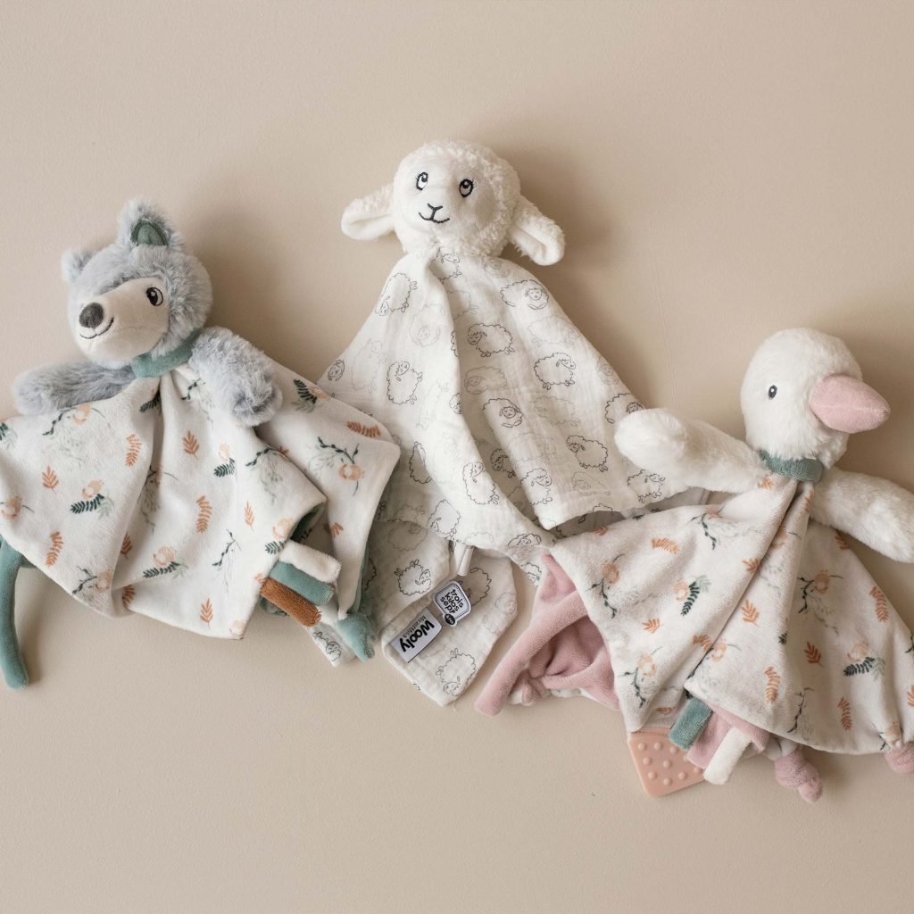 doudous mouchoirs mouton, loup oie en velours ou mousseline